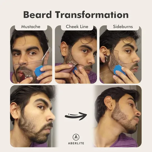 Miniatura 9 de Aberlite ClearShaper 3.0 - Kit moldeador de barba con dos lápices de barbero - Herramienta de moldeado premium - 100% transparente Muchos estilos