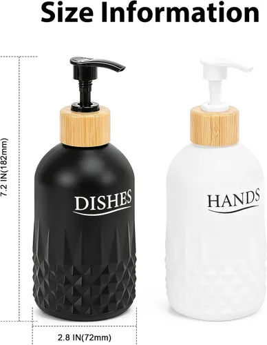Miniatura 2 de Juego de dispensador de jabón de vidrio, dispensador de bomba de jabón para platos, dispensador de champú acondicionador para mostrador de cocina