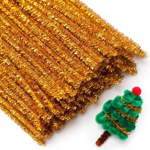 Eppingwin 200 limpiapipas, limpiadores de tuberías dorados, suministros de manualidades, tallos de felpilla para proyectos de manualidades (dorado)