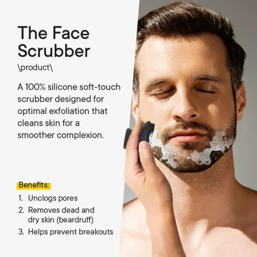 Miniatura 2 de Limpiador facial de silicona, paquete de 2 unidades para hombres, cepillo de limpieza facial de silicona, cepillo de lavado facial manual, Negro