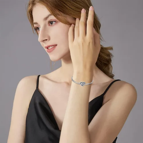 Miniatura 4 de PEIMKO Dije personalizado de plata de ley con diseño de corazón de flor de nacimiento y corazón de flor de nacimiento, pulsera de serpiente, regalo