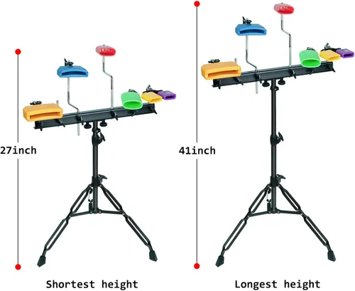 Miniatura 2 de MUSCELL Juego de bloques de percusión - Completo con soporte de montaje resistente y soporte incluidos, 6 bloques de mermelada de diferentes