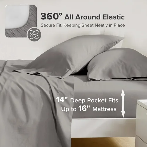 Miniatura 2 de Comfort Spaces - Sábanas 100% algodón, transpirables y ultrasuaves, frescas, bolsillo elástico de 14 pulgadas, para colchones de hasta 41 pulgadas