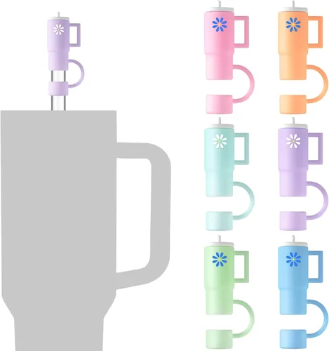 Miniatura 8 de NiHome 4 tapas de popote de silicona para vaso Stanley Quencher de 0.4 pulgadas/0.394 in, a prueba de polvo, compatible con Stanley Cup, sin BPA
