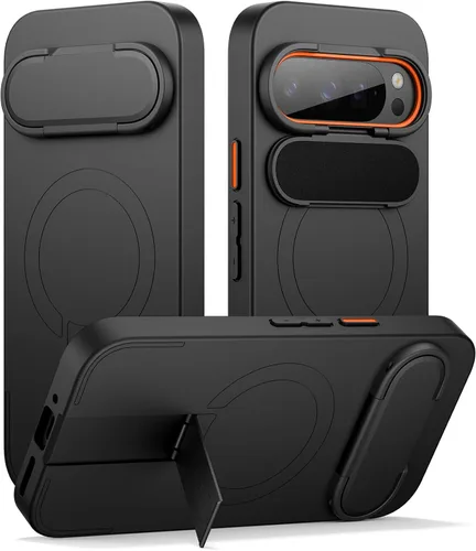 SURITCH Funda para teléfono Google Pixel 9 Pro XL, compatible con MagSafe, funda protectora con cubierta de cámara y soporte de metal ajustable para