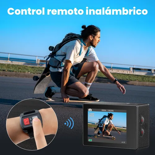 Miniatura 5 de Cámara de acción AKASO EK7000 4K30fps con tarjeta de memoria MicroSDXC U3 de 64GB, kit de accesorios ultra HD, cámara sumergible resistente al agua