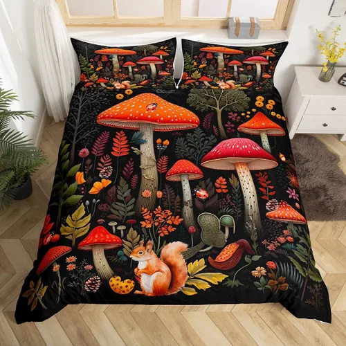Miniatura 44 de Funda de edredón de hongos salvajes, acuarela, decoración de plantas naturales para exteriores, juegos de ropa de cama para niños, adolescentes