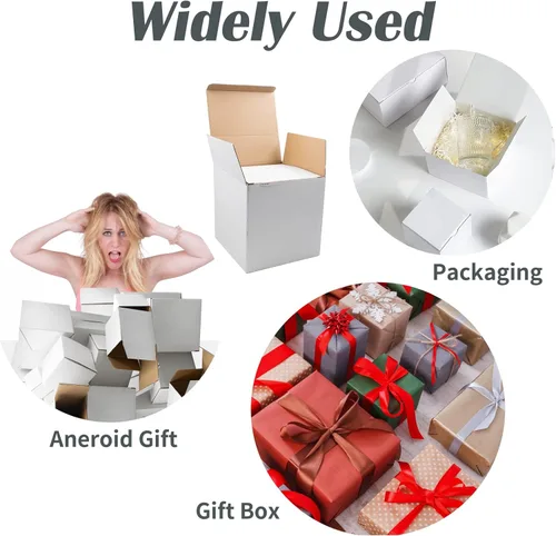 Miniatura 6 de Cuyacili Cajas de regalo de broma, cajas de regalo anidables, caja sorpresa, caja de cartón blanco, caja de broma cuadrada, divertido regalo