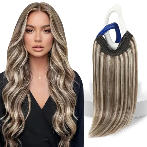 Miniatura 31 de Sunny Hair - Extensiones de cabello humano con banda invisible, color rubio platino (#60), 20 pulgadas