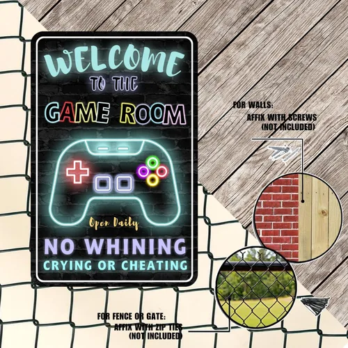 Miniatura 6 de Letrero de Metal para Sala de Juegos Decoración de Pared Gamer para Habitación de Juegos de Niños Dormitorio Jugadores Aluminio Estilo Rústico 12" X