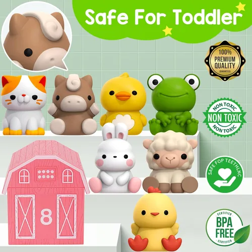 Miniatura 7 de KMUYSL Juguetes para niños y niñas de 1, 2, 3 años, set de juguetes de animales de granja, habilidades de conteo, combinación de colores, regalo