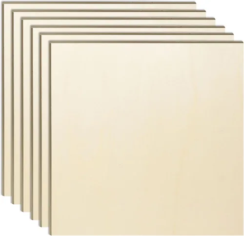 Miniatura 13 de Paquete de 6 hojas de madera de tilo de 10.7 x 7 x 1/4 pulgadas-6mm de grosor para manualidades, hojas de madera contrachapada sin terminar, paneles