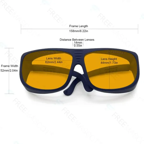Miniatura 3 de FreeMascot Profesional OD 6+ 190nm-490nm Longitud de onda Violeta/Azul Laser Gafas de Seguridad para 405nm, 445nm, 450nm, 473nm Laser