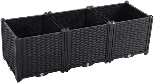 Miniatura 9 de BAOYOUNI - Juego de jardinera cuadrado para jardín elevado, maceta de plástico, caja de cultivo para verduras, hierbas, flores y plantas suculentas