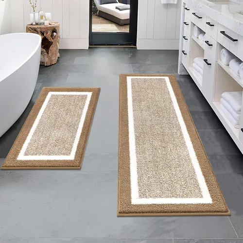 Miniatura 36 de Pauwer Juego de baño, alfombras de baño antideslizantes, alfombras de ducha absorbentes para suelo de baño, bañera y ducha, color azul aguamarina