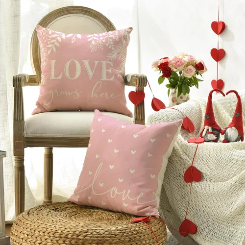 Miniatura 3 de AVOIN colorlife Juego de 4 fundas de almohada de amor en blanco y negro para el día de San Valentín, 20 x 20 pulgadas, diseño a cuadros de Hello