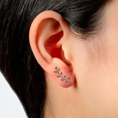Miniatura 2 de Women's 14K Leaf Climber Stud Earrings