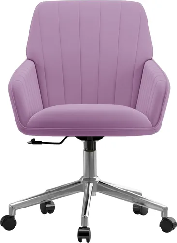 Miniatura 30 de Silla de escritorio de terciopelo con rayas para oficina en casa, silla tapizada moderna con altura ajustable y giro de 360°, con ruedas, silla