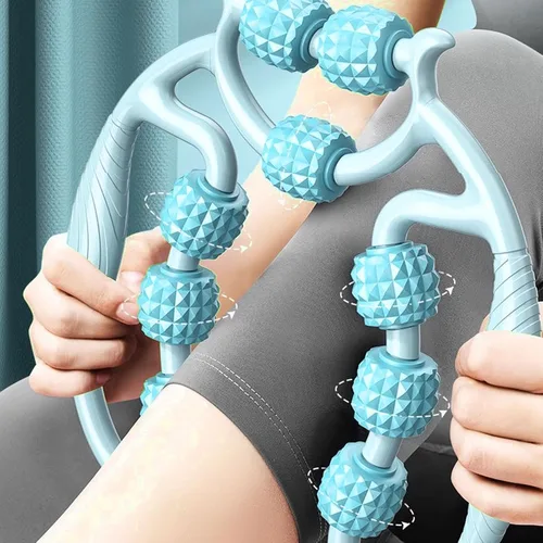 Miniatura 2 de Rodillo muscular de 9 ruedas, masajeador de piernas, rodillo de estiramiento muscular, rodillo de espuma, masajeador de tejido profundo para muslo