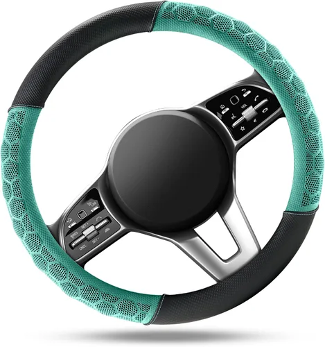 Miniatura 2 de PIC AUTO Funda de volante de masaje, protector de volante de automóvil de cuero con material de patrón de fútbol menta, accesorios