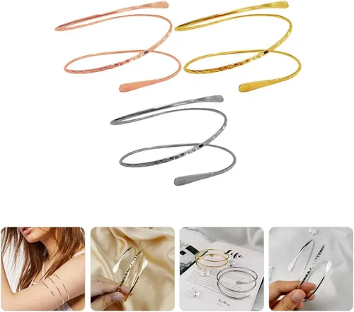 Miniatura 8 de Holibanna Pulseras de dijes de 3 piezas, brazalete para la parte superior del brazo, brazalete ajustable, joyería para mujeres y niñas, regalos