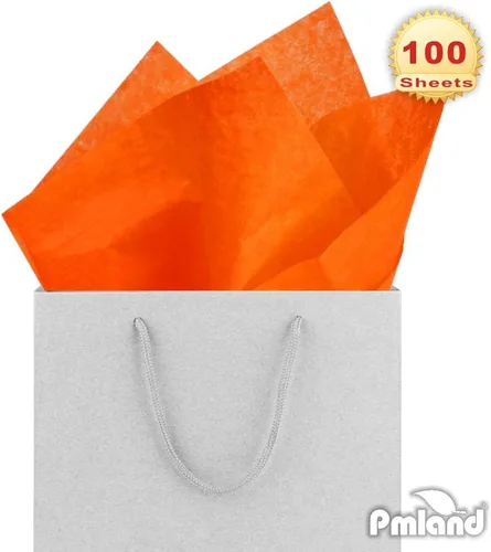 Miniatura 5 de PMLAND 100 hojas de papel de seda naranja a granel, 20x15 pulgadas, papel de seda de doble cara para envolver regalos, bolsas, manualidades, bodas