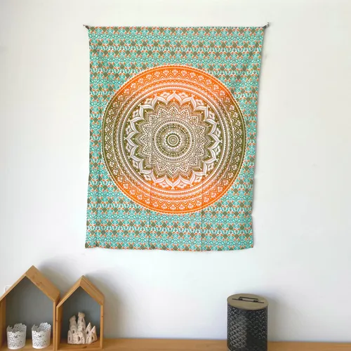 Miniatura 27 de Popular Handicrafts Original Ombre - Tapiz indio Mandala para pared, ornamento hippie, colcha bohemia con brillo metálico