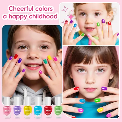 Miniatura 6 de Juego de Esmalte de Uñas de Secado Rápido para Niños, Esmalte de Uñas No Tóxico para Niños Pequeños, Esmalte para Uñas de las Manos Despegable a