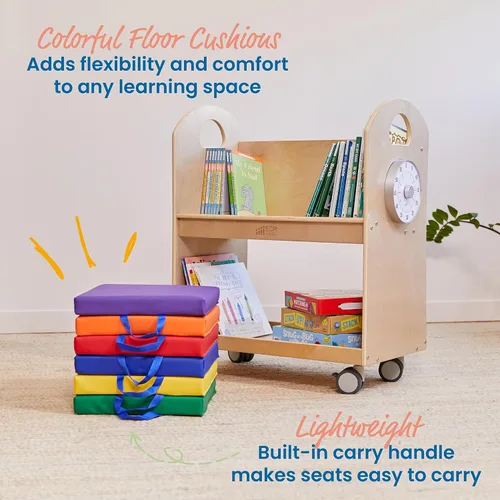 Miniatura 3 de ECR4Kids SoftZone - Cojines de suelo, cuadrados, asientos flexibles, surtidos, 6 piezas