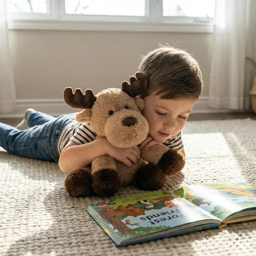 Miniatura 5 de WEIGEDU Adorable caribou - Peluche de reno y alce peludo, juguete de peluche para niños, bebés, niños, decoración de cumpleaños, hora de dormir, 13