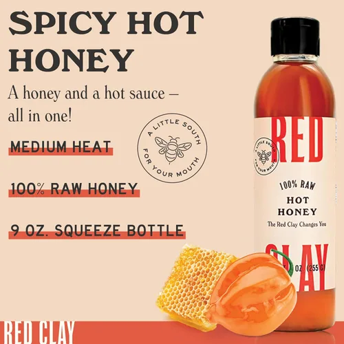 Miniatura 3 de Red Clay Hot Honey - Sin gluten - Miel picante paleo - Miel picante 100% pura y cruda - Miel infundida con pimientos habaneros - Dulce con un toque
