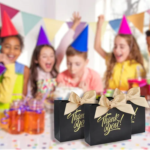 Miniatura 2 de KPOSIYA Bolsas de regalo pequeñas, paquete de 100 bolsas pequeñas de agradecimiento de 4.5 x 1.8 x 3.9 pulgadas, bolsa de papel negro para dulces