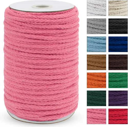 Miniatura 28 de JeogYong - Cuerda de macramé trenzada 5mm x 90m, cuerda de algodón trenzada de 8 hebras natural, cuerda de cordón de dibujo colorida para colgar