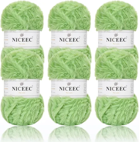 Miniatura 116 de NICEEC Hilo de Pelo Sintético Super Suave, Grueso y Esponjoso, Hilo de Pestañas para Crochet y Tejido (Longitud Total 192m/9.1kg) - Otoño/300g