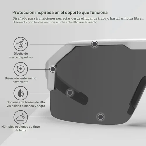 Miniatura 6 de HexArmor Shockwave Gafas de seguridad para trabajo ANSI Z87+, UV, antivaho, polarizadas Marco blanco y negro