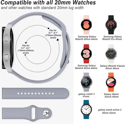 Miniatura 4 de Paquete de 3 correas para Samsung Galaxy Watch 6/6 Classic Band 1.575 in 1.732 in 1.693 in 1.850 in, Galaxy Watch 5/5 Pro/Galaxy Watch 4, correa