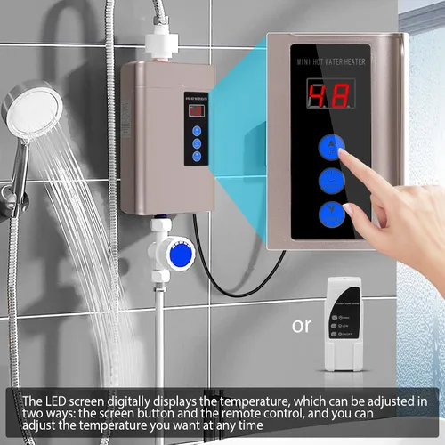 Miniatura 6 de Calentador de agua eléctrico sin tanque, pequeño calentador de agua instantáneo para fregadero de cocina, 3000 W 110 V, con pantalla digital LCD