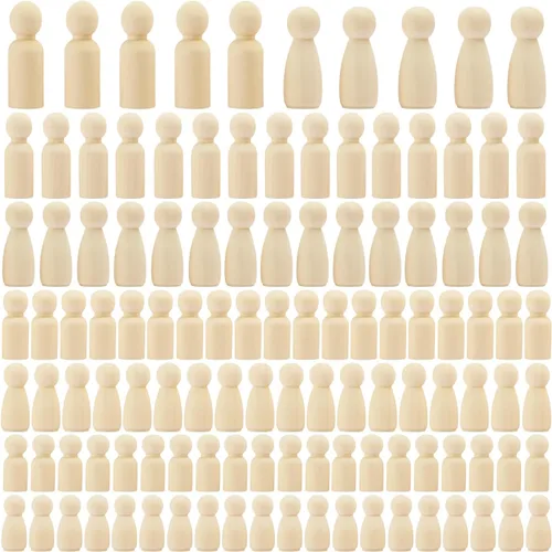 Miniatura 8 de Peg People de madera de 3.5 pulgadas, 60 piezas, muñecas sin terminar en tamaños de estandarización, perfectas para arte y manualidades, pintura