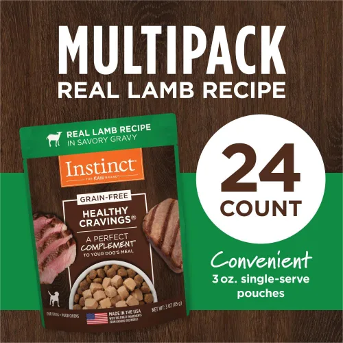 Miniatura 6 de Instinct Healthy Cravings - Alimento húmedo natural para perros, receta sin granos, cordero real, bolsas de 3 onzas (paquete de 24)