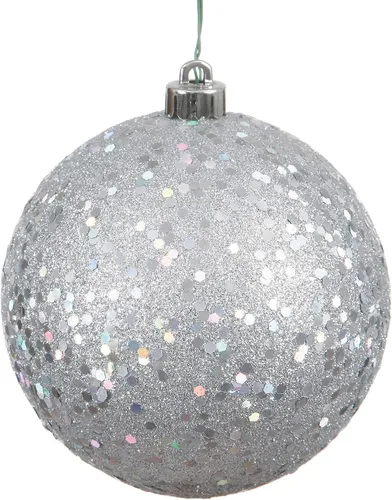 Miniatura 25 de Vickerman Adorno de bola de Navidad inastillable con acabado de lentejuelas con tapa perforada, 6 por bolsa, 4 pulgadas, color negro