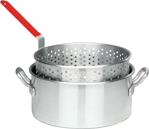 Miniatura 3 de Bayou Classic 1201 - Olla de aluminio de 10 cuartos de galón con cesta de aluminio perforada, asas remachadas resistentes, perfectas para freír