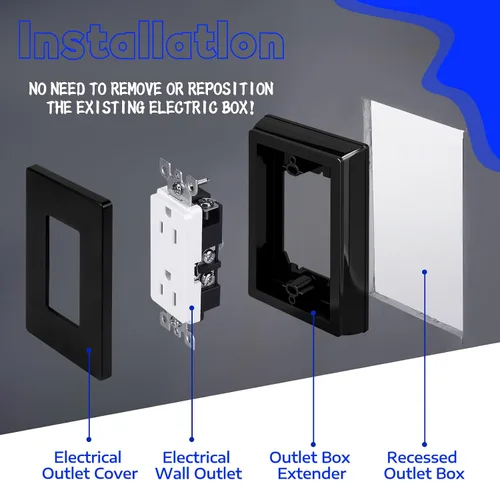 Miniatura 5 de Kanayu Extensor de caja eléctrica de 4/5 de una sola banda, con certificación UL, extensores de receptáculo para caja eléctrica e interruptor