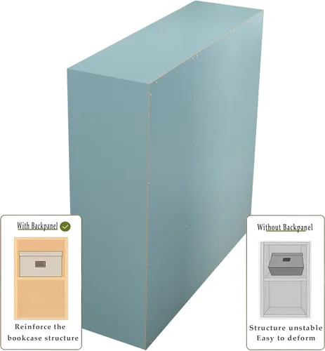 Miniatura 3 de OSCHF - Estantería de almacenamiento de 9 cubos, estantería de madera de 3 niveles con soporte en el suelo, estantería abierta para el hogar
