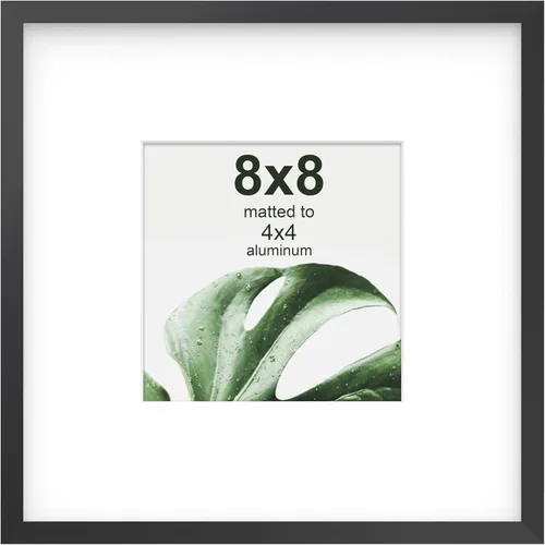 Miniatura 32 de FrameWorks Marco de fotos de aluminio moderno de lujo de 5 x 7 pulgadas con paspartú de 4 x 6 pulgadas, color negro con vidrio templado y tapete