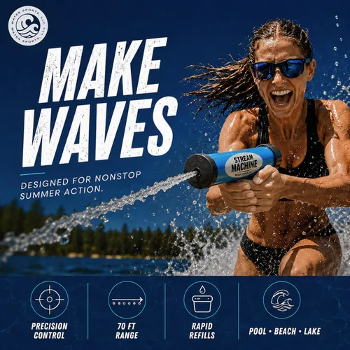 Miniatura 3 de Water Sports Stream Machine - Cañón de pistola de agua, fuerte, divertida y potente, juguete de piscina para todas las edades, cañón único de 8