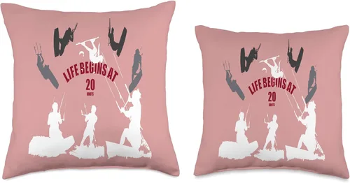 Miniatura 3 de Life Begins at 20 Knots Black Grey White Silhouettes Throw Pillow