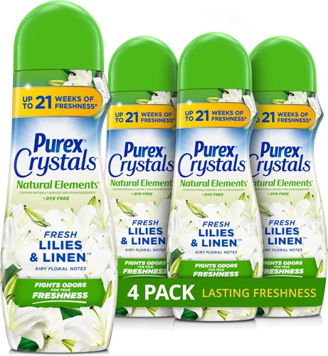 Purex Crystals Reforzador de aroma en el lavado, Fabulosamente Fresco, 21 oz (Paquete de 4), Tecnología de frescura duradera y eliminación de olores