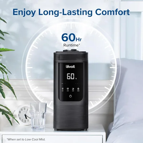 Miniatura 24 de LEVOIT Humidificadores evaporativos para dormitorio de bebé, filtros dobles de aire y agua, sensor separado, sin luz azul para luz nocturna de Blanco