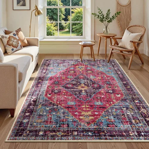 Miniatura 98 de Lahome Alfombra tribal bohemia de 2 x 3 pies, alfombra verde pequeña para entrada, suave, antideslizante, lavable, alfombra de baño bohemia de pelo