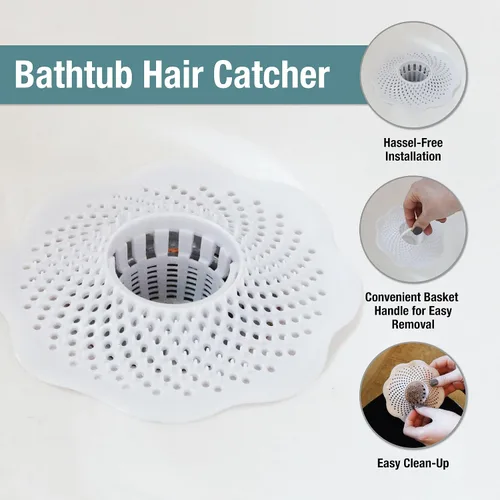 Miniatura 3 de Danco 10306, Protector de Tina para Pelo y Filtro, Prevención de Obstrucciones de Drenaje de Pelo, Serpiente de Drenaje, Trampa y Taladro